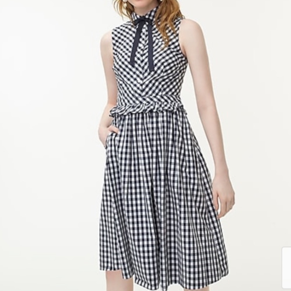 J. Crew Gingham check Ruffle bow tie Dress - Picture 7 of 8